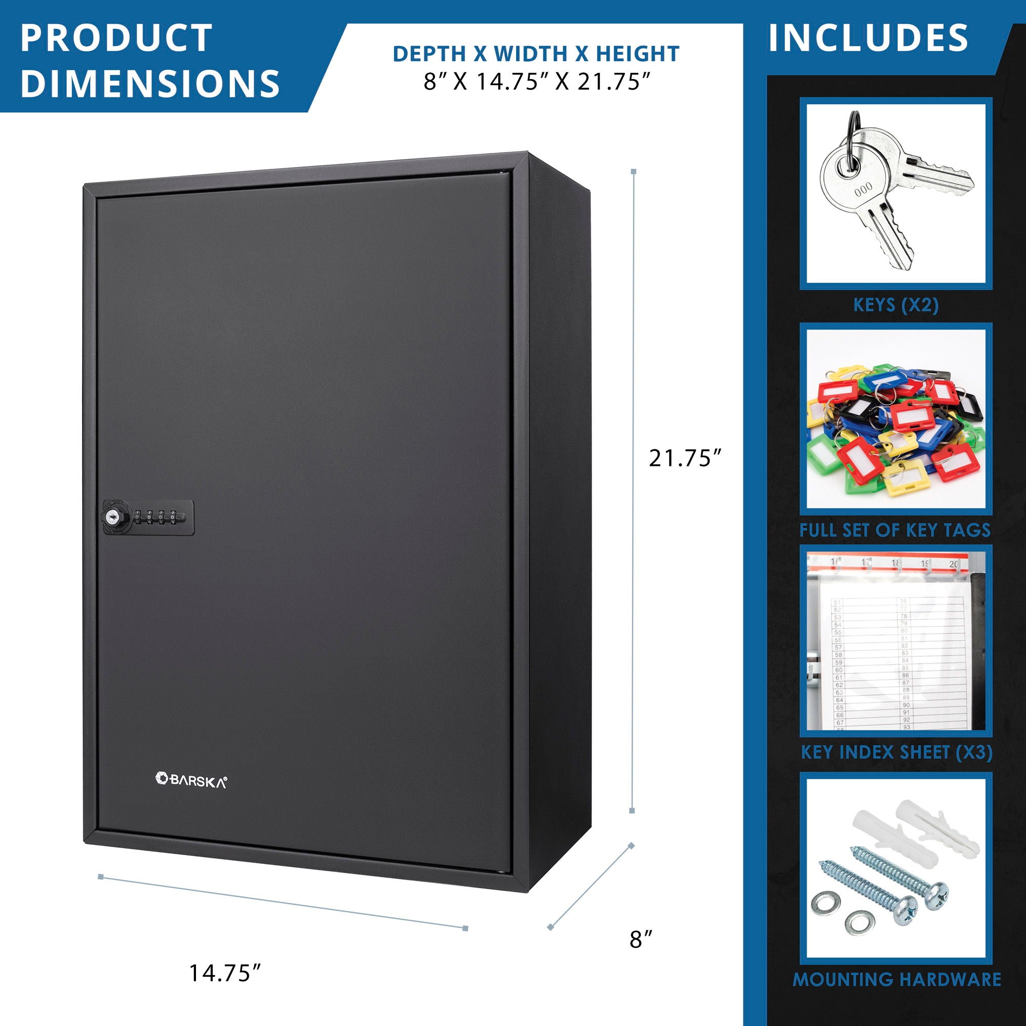 Adjustable Key Cabinet With Combination Lock