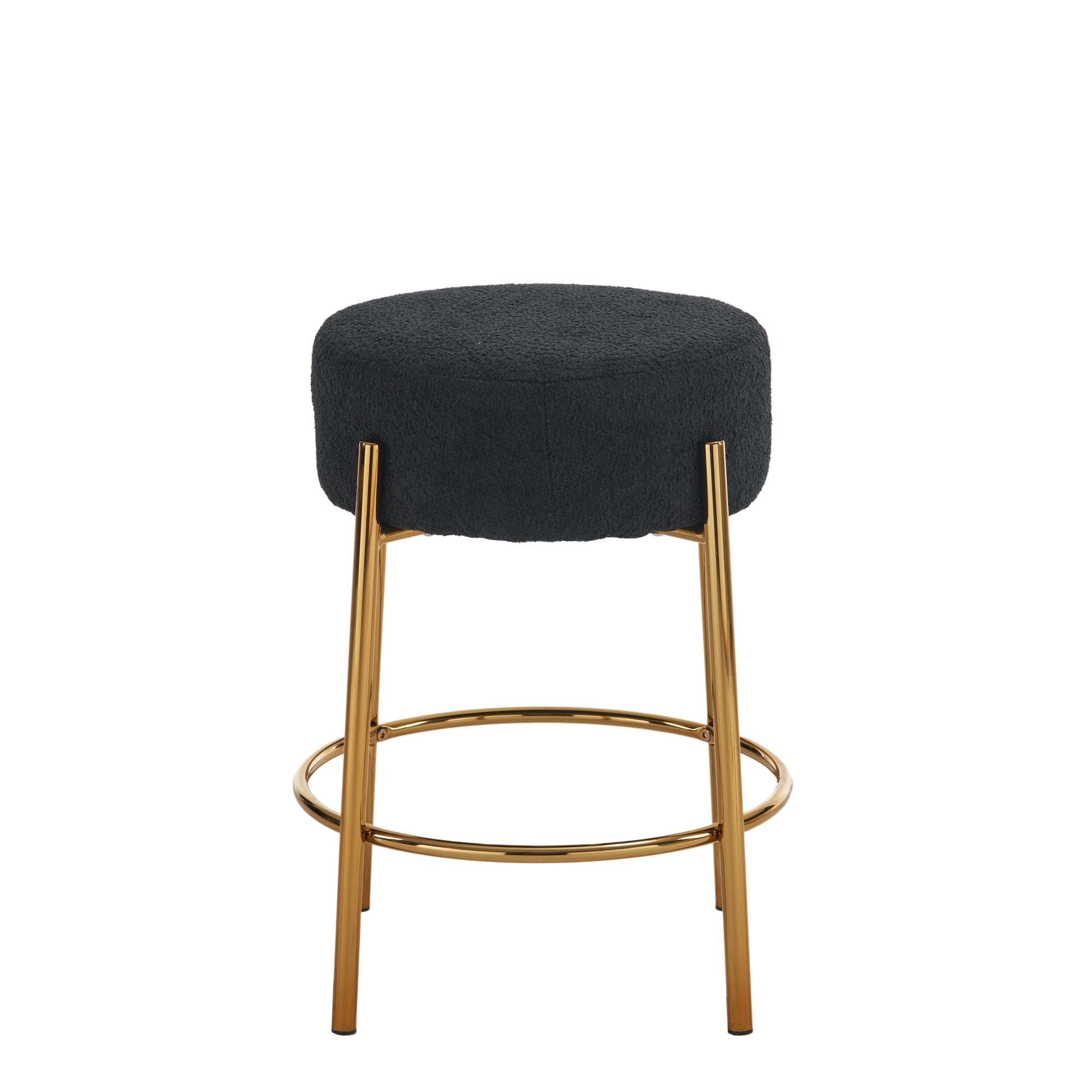 Round Bar Stools (Set of 2), Contemporary Upholstered Dining Stools For Kitchens, Coffee Shops And Bar Stores - Legs
