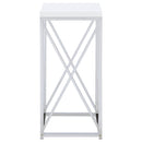 Edmund Square Accent Side Table White High Gloss and Chrome