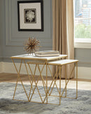 Bette  Marble Top Nesting Table Set White and Gold