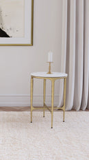 Baldwin Rectangular Marble Top Side Table White and Gold