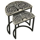Zakiya  Demilune Nesting Table Set Black and White