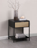 Amherst 1-drawer Radio Weave Cane Metal Bedside Table