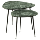 Tobias  Triangular Marble Top Nesting Table Green