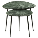 Tobias  Triangular Marble Top Nesting Table Green