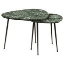 Tobias  Triangular Marble Top Nesting Table Green