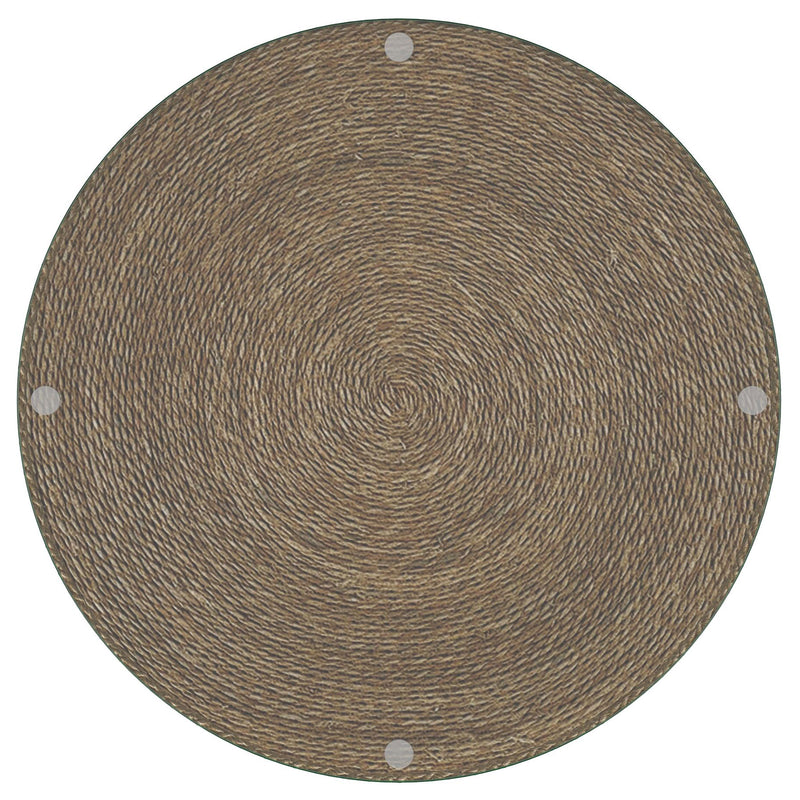 Halden Round Woven Seagrass Accent Side Table Light Brown