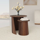 Yency  Round Mango Wood Nesting Table Set Dark Brown