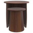 Yency  Round Mango Wood Nesting Table Set Dark Brown