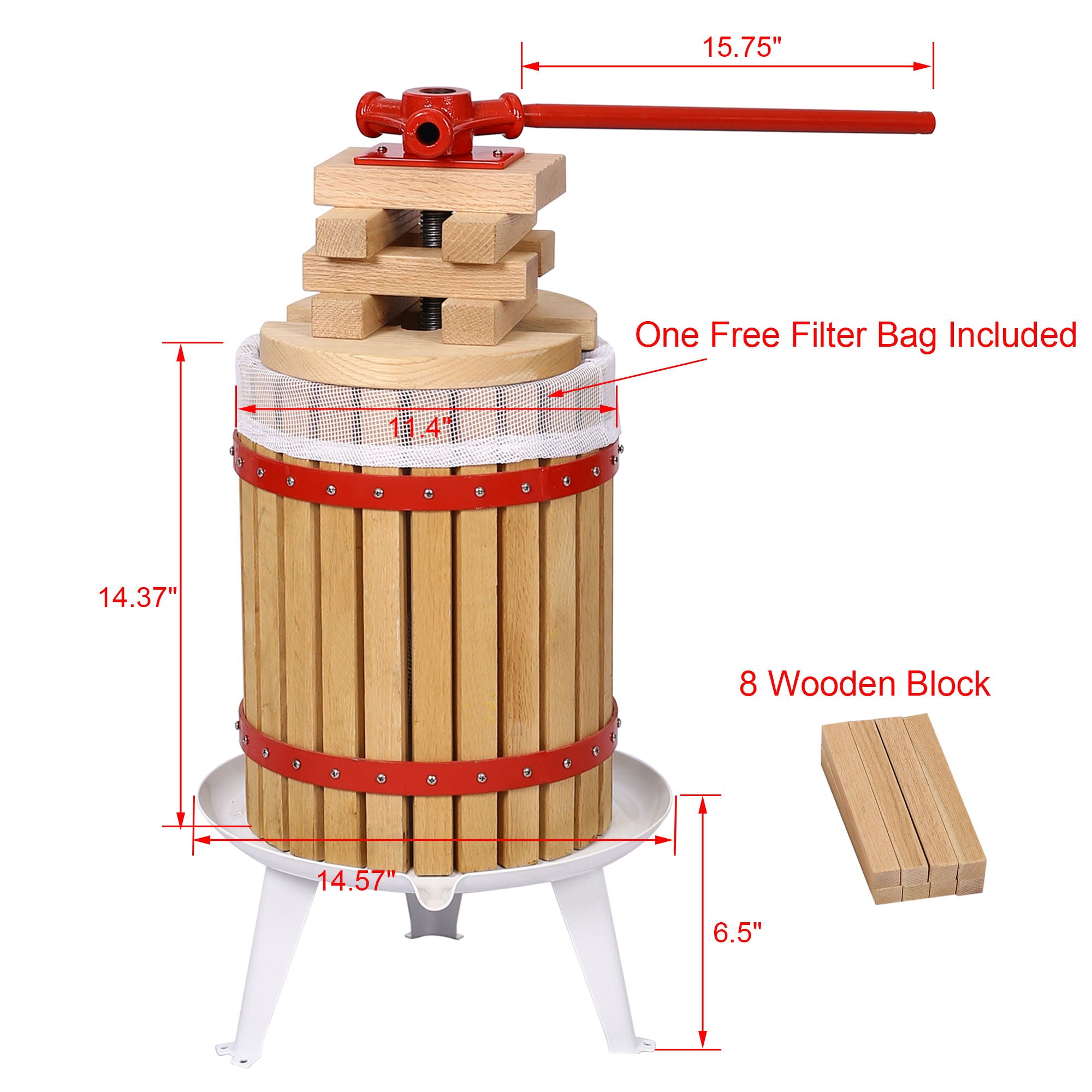 Manual Juice Maker Fruit Wine Press And Crusher With Filter Bag For Apple, Grape, And Berries - Green