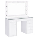 Acena 7-drawer Vanity Set with Lighting Black High Gloss