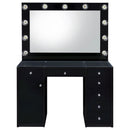 Acena 7-drawer Vanity Set with Lighting Black High Gloss