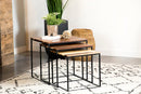 Belcourt  Square Nesting Tables Natural and Black