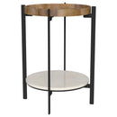 Adhvik Round End Side Table Marble Shelf Natural and Black