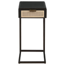 Amherst 1-drawer Radio Weave Cane Metal Side Table Black