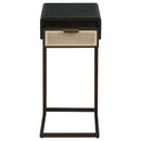 Amherst 1-drawer Radio Weave Cane Metal Side Table Black