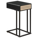 Amherst 1-drawer Radio Weave Cane Metal Side Table Black
