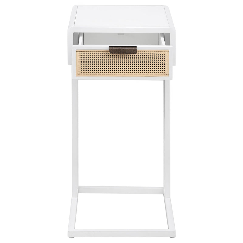 Amherst 1-drawer Radio Weave Cane Metal Side Table Black