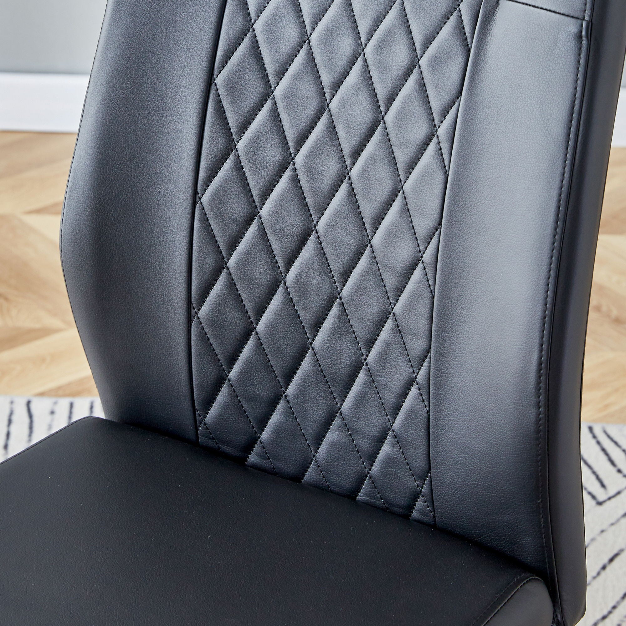 Modern Dining Chairs With Padded Seat, Metal Legs