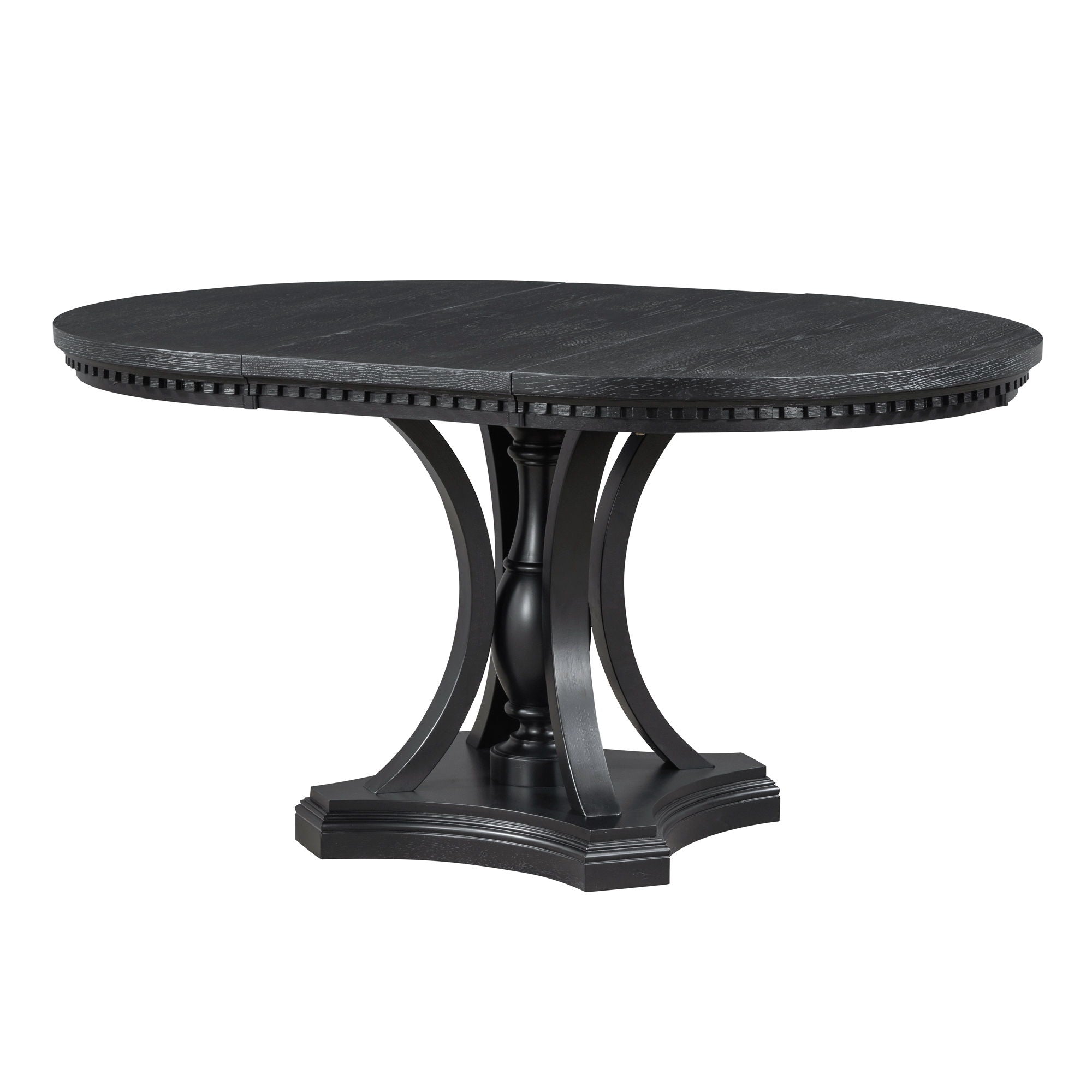 5 Piece Dining Set Extendable Round Table And 4 Chairs - Black / Oak