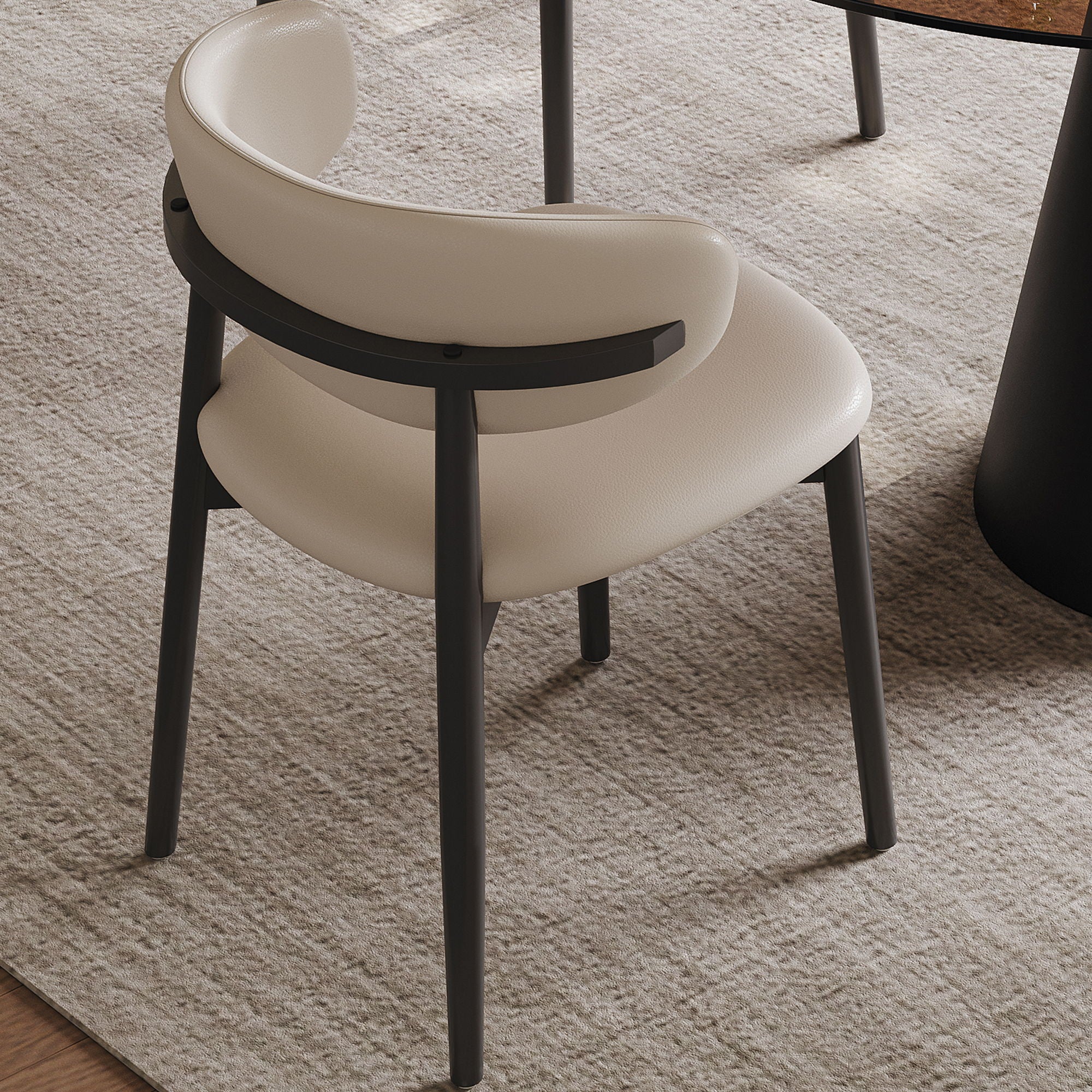 Round Dining Table - Black / Brown - Glass