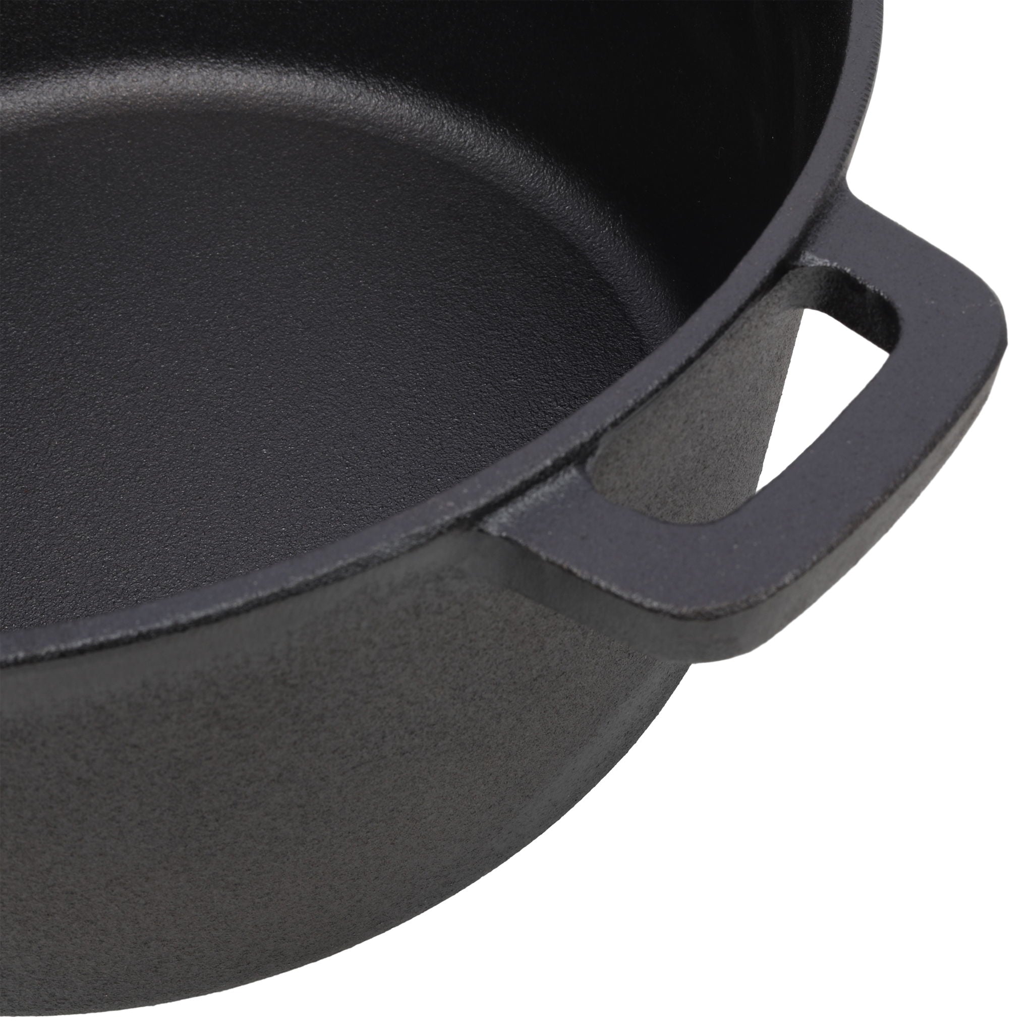 3 In 1 Pre-Seasoned Cast Iron Dutch Oven, Outdoor Camping Deep Pot, 5 Quart With Silicone Handles - Black