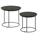 Loannis  Round Mango Wood Nesting Table Matte Black