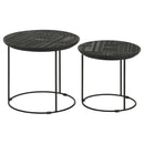 Loannis  Round Mango Wood Nesting Table Matte Black