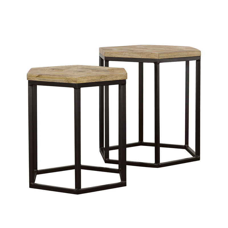 Adger  Hexagonal Nesting Tables Natural and Black