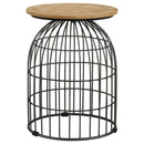 Bernardo Round Wire Frame Side Table Natural and Gunmetal