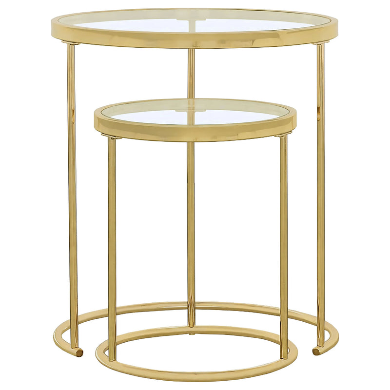 Maylin  Round Glass Top Nesting Table Set Gold