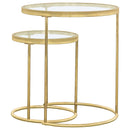 Maylin  Round Glass Top Nesting Table Set Gold