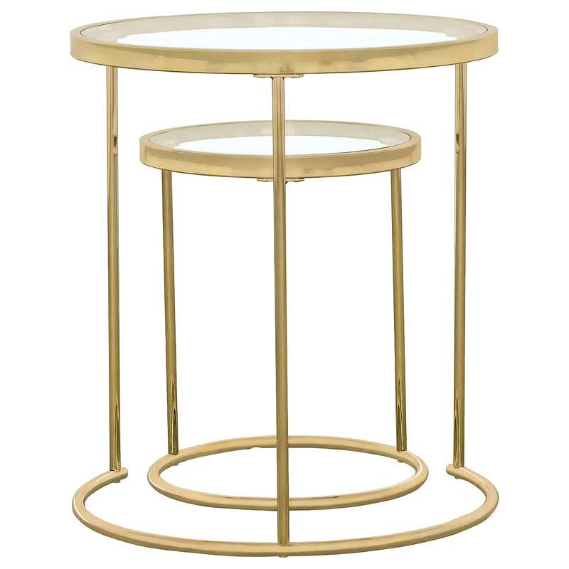 Maylin  Round Glass Top Nesting Table Set Gold