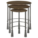 Deja  Round Nesting Table Set Natural and Gunmetal