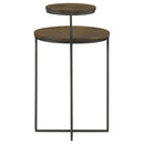 Yael Round Mango Wood Accent Side Table Natural and Gunmetal