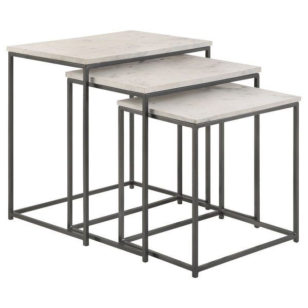 Medora  Marble Top Nesting Table Set White