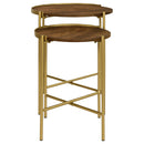 Malka  Round Wood Nesting Table Dark Brown and Gold