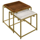 Bolden  Wood and Marble Top Nesting Table Set Gold