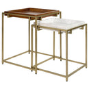 Bolden  Wood and Marble Top Nesting Table Set Gold