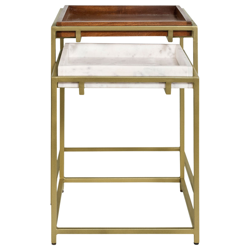 Bolden  Wood and Marble Top Nesting Table Set Gold