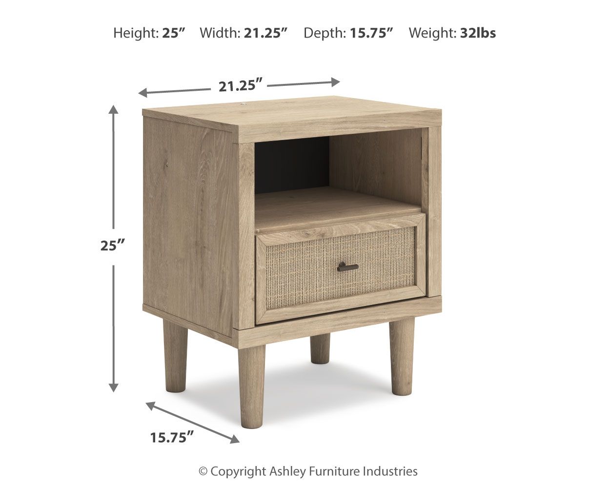 Cielden - One Drawer Night Stand - Two-Tone