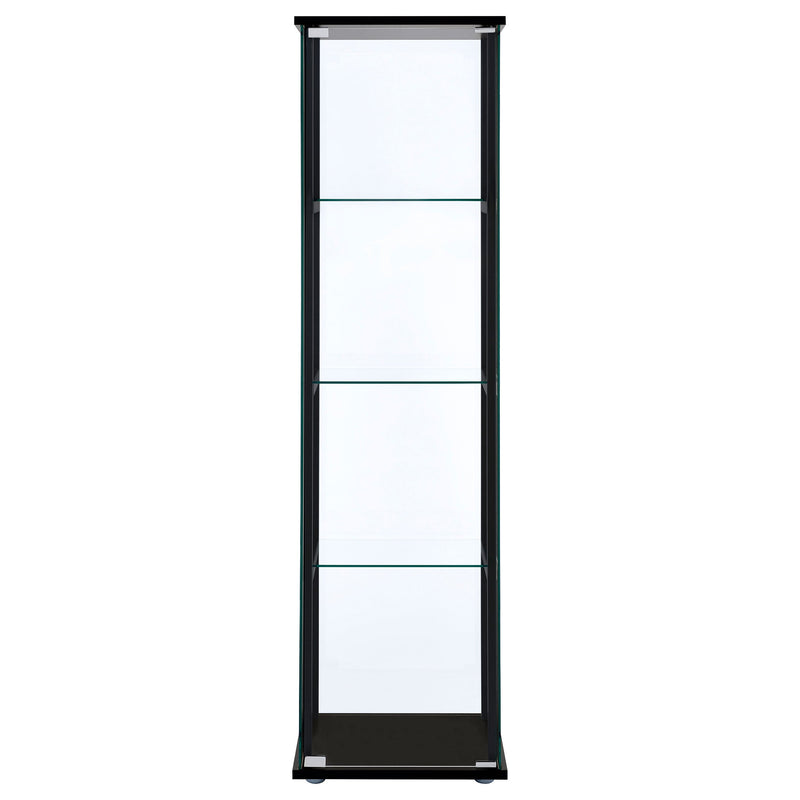 Cyclamen 4-shelf Clear Glass Curio Display Cabinet Black