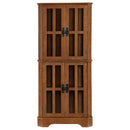 Coreosis 4-door Wood Corner Curio Cabinet Golden Brown
