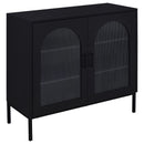 Jess 2-door Arched Fluted Glass Accent Cabinet Black