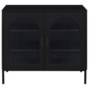 Jess 2-door Arched Fluted Glass Accent Cabinet Black