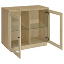 Tilbury 2-door Glass Front Accent Display Cabinet Light Oak