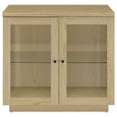 Tilbury 2-door Glass Front Accent Display Cabinet Light Oak