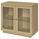 Tilbury 2-door Glass Front Accent Display Cabinet Light Oak