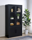 Riva 4-door Tall Accent Display Cabinet LED Lighting Black