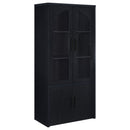 Riva 4-door Tall Accent Display Cabinet LED Lighting Black